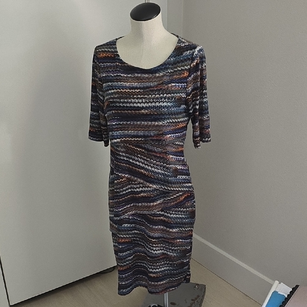Connected Apparel Multicolor Knit Midi Dress